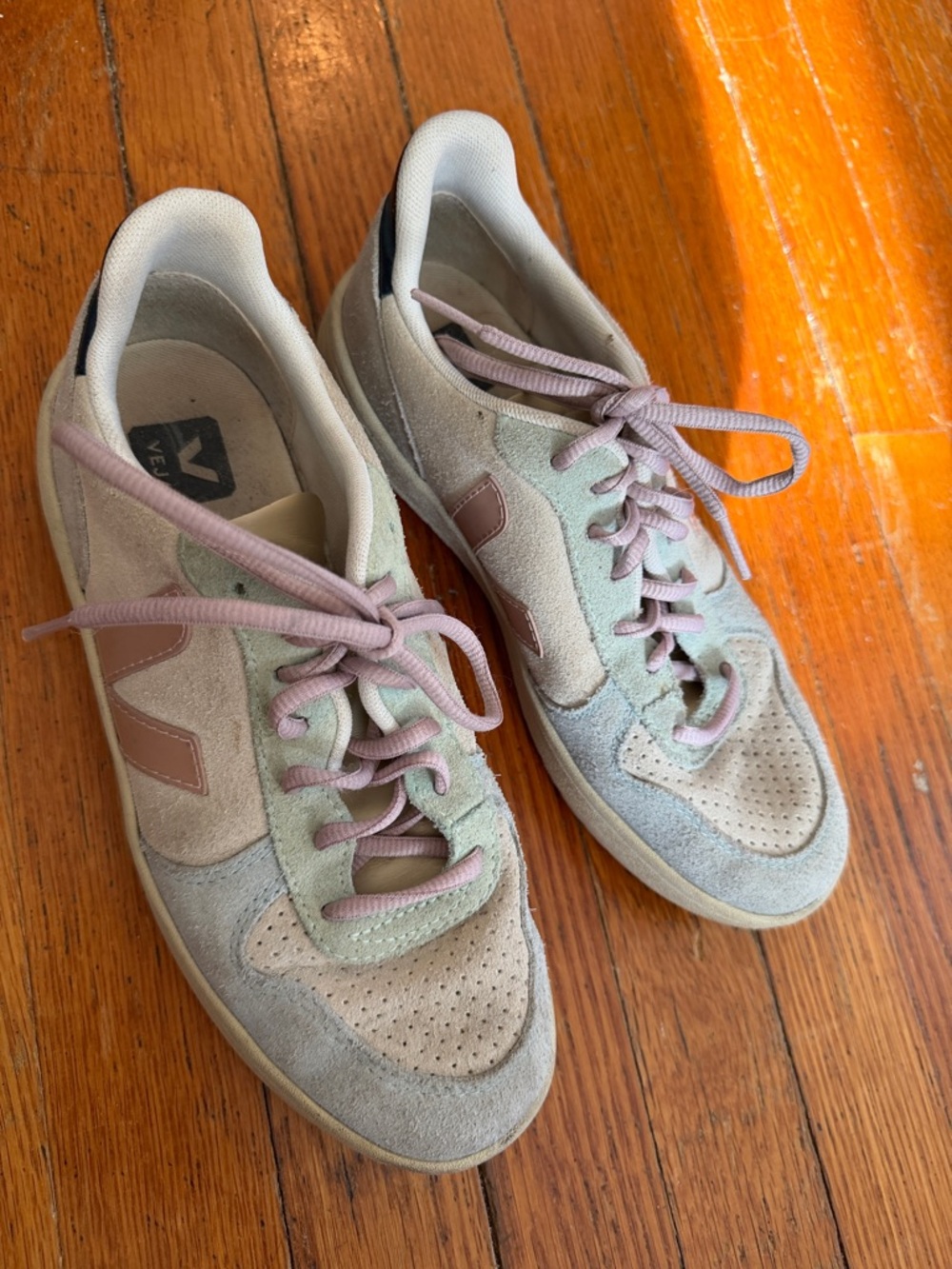Veja Suede Sneakers in Pastel Pink, Mint & Light Blue